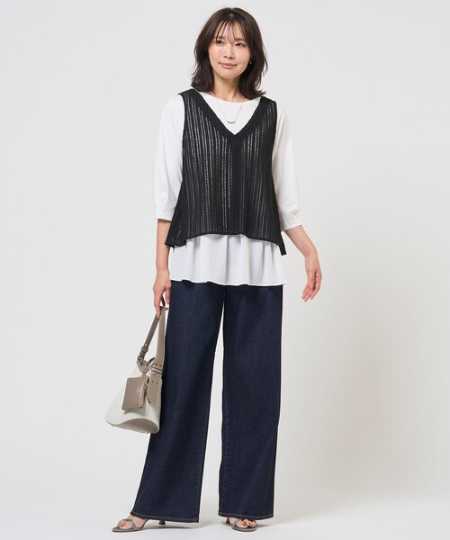 J.PRESS Ladies(J.プレス レディス)の「レイヤードフレア カットソー(Tシャツ/カットソー・レディース・ホワイト系1/ホワイト系・SMALL)」の9枚目の写真
