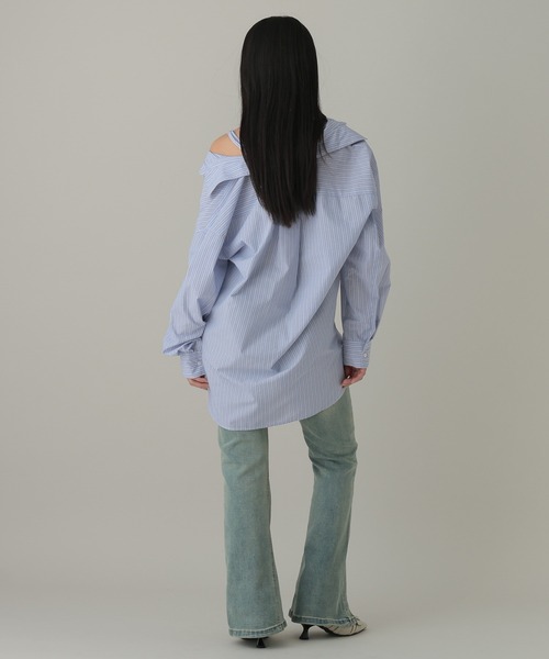 3.3 Field Trip （3.3フィールドトリップ）の「3.3 Field Trip／ストライプオフショルマルチシャツ（シャツ/ブラウス・レディース・ブルー/オフホワイト/ピンク・FREE）」の6枚目の写真