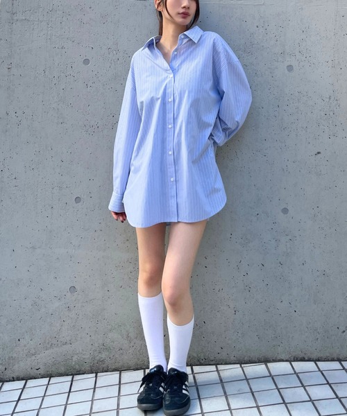 3.3 Field Trip （3.3フィールドトリップ）の「3.3 Field Trip／ストライプオフショルマルチシャツ（シャツ/ブラウス・レディース・ブルー/オフホワイト/ピンク・FREE）」の20枚目の写真