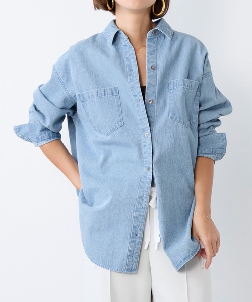 MICA&DEAL（マイカ＆ディール）の「ブリーチデニムシャツ（シャツ/ブラウス・レディース・グレー/ライトブルー・FREE）」の13枚目の写真