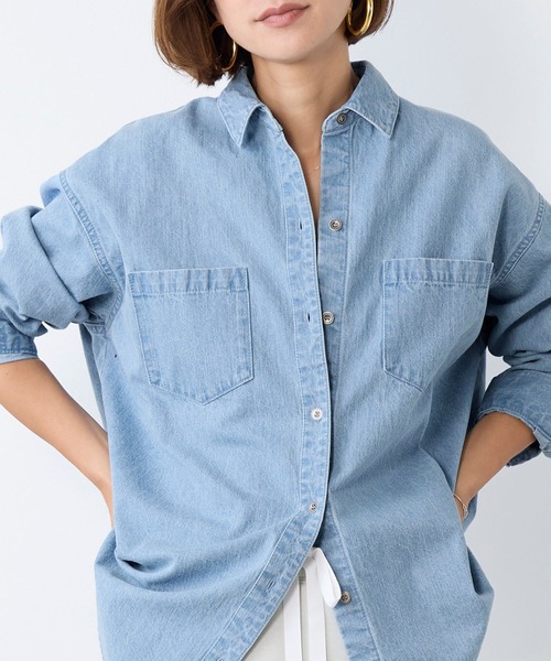 MICA&DEAL（マイカ＆ディール）の「ブリーチデニムシャツ（シャツ/ブラウス・レディース・グレー/ライトブルー・FREE）」の14枚目の写真