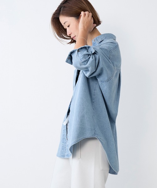 MICA&DEAL（マイカ＆ディール）の「ブリーチデニムシャツ（シャツ/ブラウス・レディース・グレー/ライトブルー・FREE）」の15枚目の写真