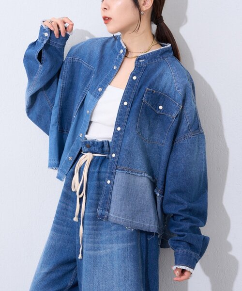 etsinta（エシンタ）の「【etsinta/エシンタ】ライトオンスデニムシャツ（シャツ/ブラウス・レディース・インディゴブルー・ONE SIZE）」の2枚目の写真