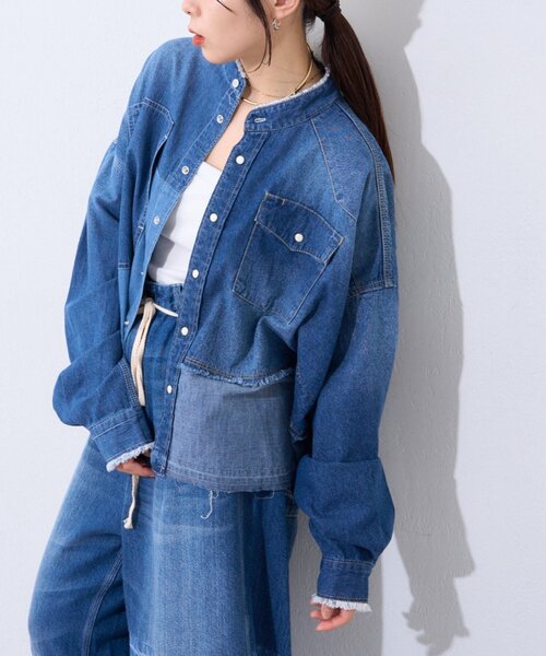 etsinta（エシンタ）の「【etsinta/エシンタ】ライトオンスデニムシャツ（シャツ/ブラウス・レディース・インディゴブルー・ONE SIZE）」の5枚目の写真