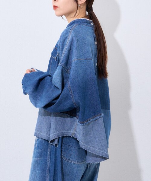 etsinta（エシンタ）の「【etsinta/エシンタ】ライトオンスデニムシャツ（シャツ/ブラウス・レディース・インディゴブルー・ONE SIZE）」の6枚目の写真