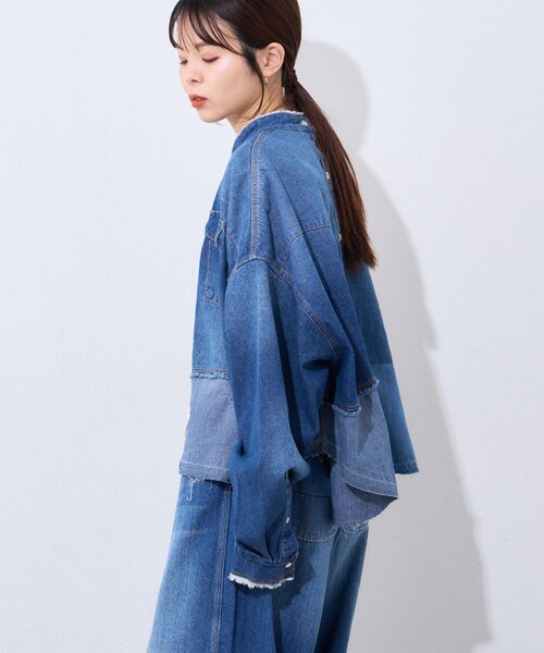 etsinta（エシンタ）の「【etsinta/エシンタ】ライトオンスデニムシャツ（シャツ/ブラウス・レディース・インディゴブルー・ONE SIZE）」の7枚目の写真