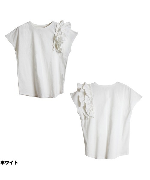 aity（アイティ）の「M-5L 片袖フリル アシメトリーカットソー 夏服（Tシャツ/カットソー・レディース・ホワイト/ピンクベージュ/ブラック・4L～5L/LL～3L/M～Ｌ）」の20枚目の写真