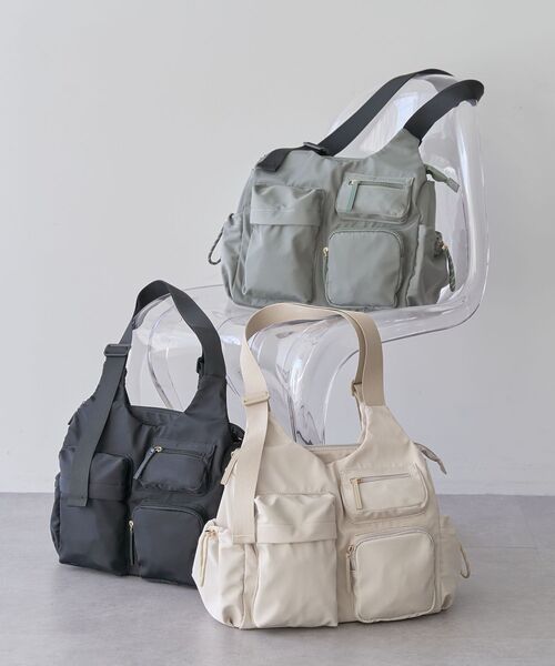 Green　Parks（グリーンパークス）の「【10ポケBag】収納アドバイザー監修アウトポケットトート（トートバッグ・レディース・アイボリー/ブラック/カーキ・FREE）」の6枚目の写真