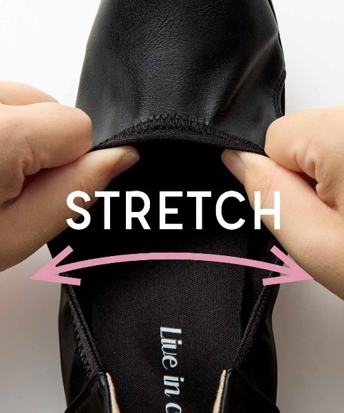 Live in comfort(リブインコンフォート)の「リブ イン コンフォート オケージョン遣いにぴったり!1足持っておきたい ストレッチ合皮素材のコンフォータブルパンプス〈ブラック〉(パンプス・レディース・ブラック・3/4/5)」の4枚目の写真