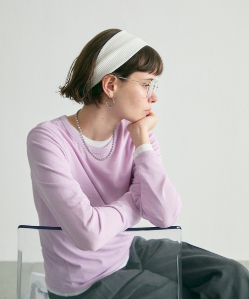 uchi.(ウチ)の「バックシーム長袖シアートップス(Tシャツ/カットソー・レディース・サックスブルー/レモンイエロー/オフホワイト/チャコールグレー/ラベンダー・FREE)」の6枚目の写真