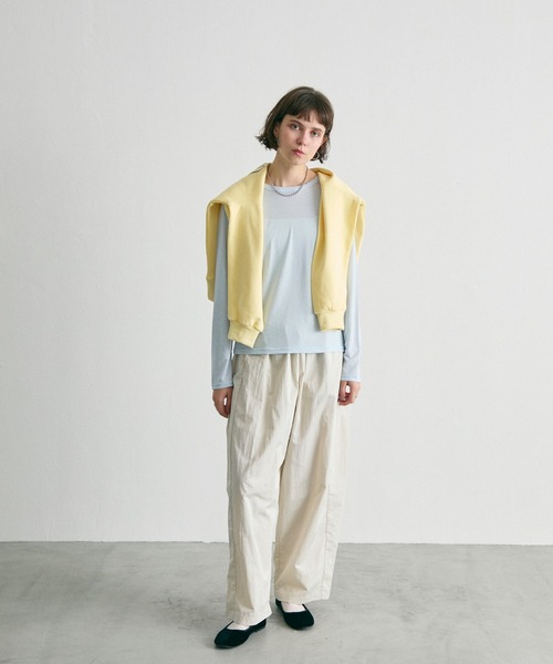 uchi.(ウチ)の「バックシーム長袖シアートップス(Tシャツ/カットソー・レディース・サックスブルー/レモンイエロー/オフホワイト/チャコールグレー/ラベンダー・FREE)」の19枚目の写真
