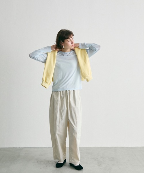 uchi.(ウチ)の「バックシーム長袖シアートップス(Tシャツ/カットソー・レディース・サックスブルー/レモンイエロー/オフホワイト/チャコールグレー/ラベンダー・FREE)」の22枚目の写真