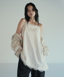 hellam | サテンレースアシメキャミ(タンクトップ)