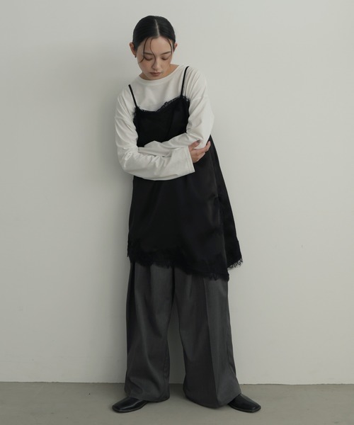 hellam（へラム）の「サテンレースアシメキャミ（タンクトップ・レディース・ブラウン/アイボリー/ブラック・FREE）」の22枚目の写真