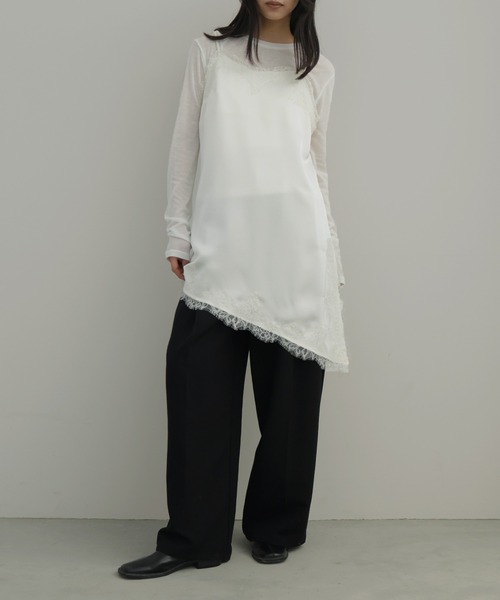 hellam（へラム）の「サテンレースアシメキャミ（タンクトップ・レディース・ブラウン/アイボリー/ブラック・FREE）」の8枚目の写真