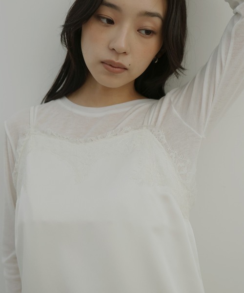 hellam（へラム）の「サテンレースアシメキャミ（タンクトップ・レディース・ブラウン/アイボリー/ブラック・FREE）」の11枚目の写真