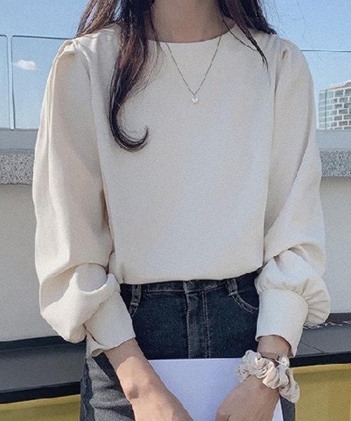 Flugge(フラッジー)の「シンプル長袖ブラウス(シャツ/ブラウス・レディース・ブルー/アイボリー・MEDIUM/LARGE)」の5枚目の写真
