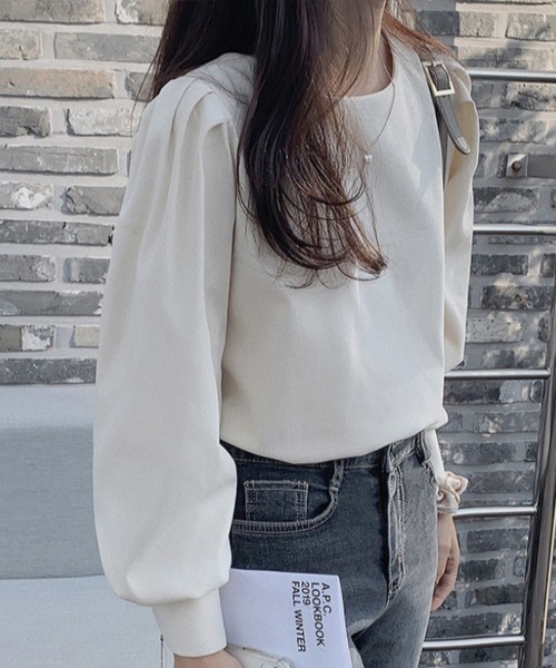 Flugge(フラッジー)の「シンプル長袖ブラウス(シャツ/ブラウス・レディース・ブルー/アイボリー・MEDIUM/LARGE)」の6枚目の写真