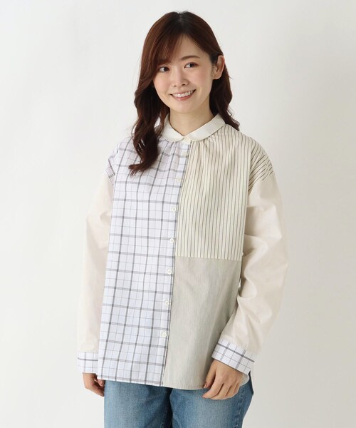 one'sterrace(ワンズテラス)の「ネックギャザー長袖ブラウス(シャツ/ブラウス・レディース・アイボリー系8/ブラック系8/ホワイト系9・02)」の3枚目の写真
