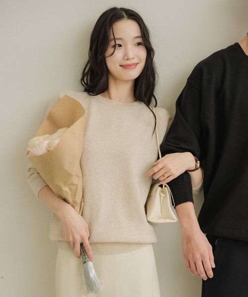 NEUNA（ヌナ）の「【韓国select item】ウール×アルパカベーシックセーター（ニット/セーター・レディース・アイボリー/ブルー・FREE）」の3枚目の写真