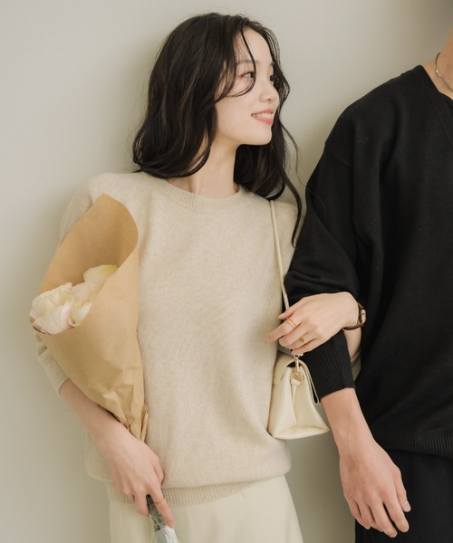 NEUNA（ヌナ）の「【韓国select item】ウール×アルパカベーシックセーター（ニット/セーター・レディース・アイボリー/ブルー・FREE）」の5枚目の写真