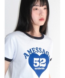 A'GEM/9 × .kom 『AMESWORLDWIDE/アメスワールドワイド』52 HEART RINGER CROP TEE/52ハートリンガークロップ Tシャツ