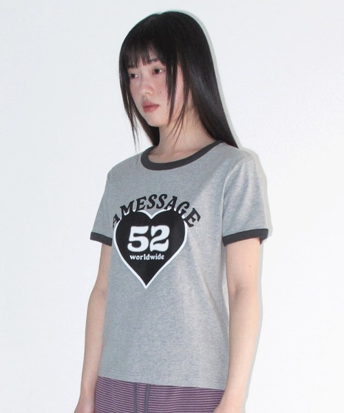 AMESWORLDWIDE(アメスワールドワイド)の「A'GEM/9 × .kom 『AMESWORLDWIDE/アメスワールドワイド』52 HEART RINGER CROP TEE/52ハートリンガークロップ Tシャツ(Tシャツ/カットソー・レディース・ピンク/グレー/ブルー・FREE)」の7枚目の写真