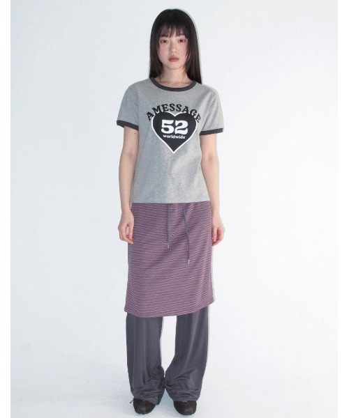 AMESWORLDWIDE(アメスワールドワイド)の「A'GEM/9 × .kom 『AMESWORLDWIDE/アメスワールドワイド』52 HEART RINGER CROP TEE/52ハートリンガークロップ Tシャツ(Tシャツ/カットソー・レディース・ピンク/グレー/ブルー・FREE)」の9枚目の写真