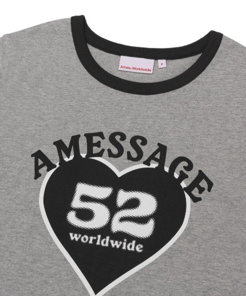 AMESWORLDWIDE(アメスワールドワイド)の「A'GEM/9 × .kom 『AMESWORLDWIDE/アメスワールドワイド』52 HEART RINGER CROP TEE/52ハートリンガークロップ Tシャツ(Tシャツ/カットソー・レディース・ピンク/グレー/ブルー・FREE)」の20枚目の写真