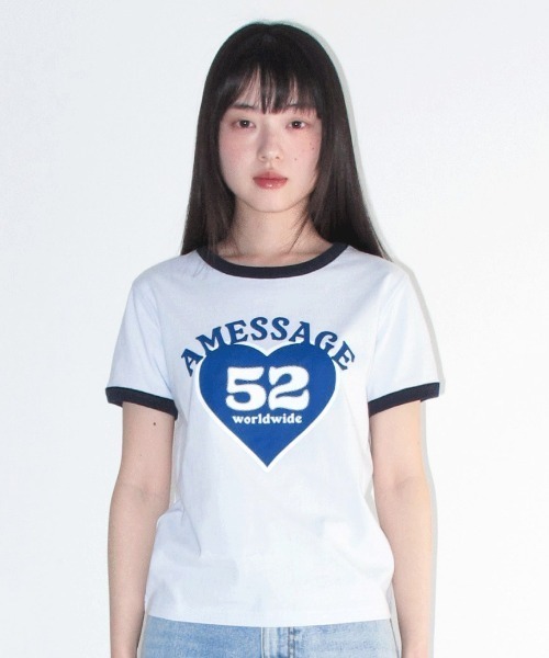 AMESWORLDWIDE(アメスワールドワイド)の「A'GEM/9 × .kom 『AMESWORLDWIDE/アメスワールドワイド』52 HEART RINGER CROP TEE/52ハートリンガークロップ Tシャツ(Tシャツ/カットソー・レディース・ピンク/グレー/ブルー・FREE)」の10枚目の写真
