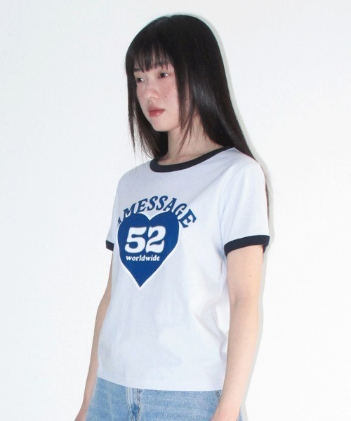 AMESWORLDWIDE(アメスワールドワイド)の「A'GEM/9 × .kom 『AMESWORLDWIDE/アメスワールドワイド』52 HEART RINGER CROP TEE/52ハートリンガークロップ Tシャツ(Tシャツ/カットソー・レディース・ピンク/グレー/ブルー・FREE)」の11枚目の写真