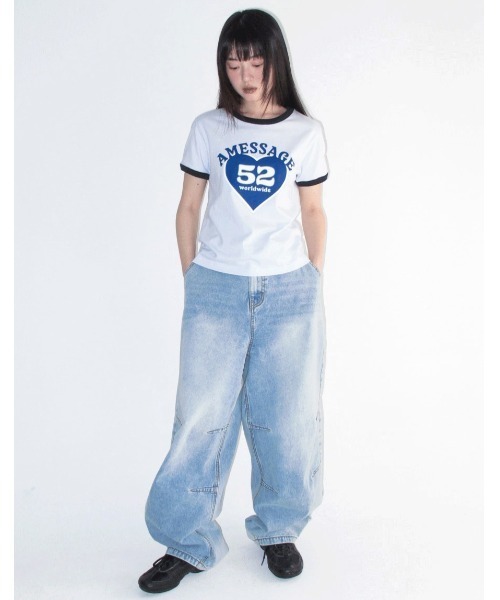 AMESWORLDWIDE(アメスワールドワイド)の「A'GEM/9 × .kom 『AMESWORLDWIDE/アメスワールドワイド』52 HEART RINGER CROP TEE/52ハートリンガークロップ Tシャツ(Tシャツ/カットソー・レディース・ピンク/グレー/ブルー・FREE)」の13枚目の写真