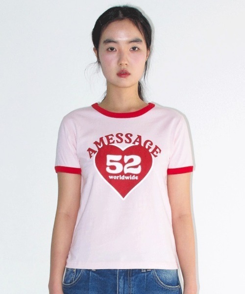 AMESWORLDWIDE(アメスワールドワイド)の「A'GEM/9 × .kom 『AMESWORLDWIDE/アメスワールドワイド』52 HEART RINGER CROP TEE/52ハートリンガークロップ Tシャツ(Tシャツ/カットソー・レディース・ピンク/グレー/ブルー・FREE)」の14枚目の写真