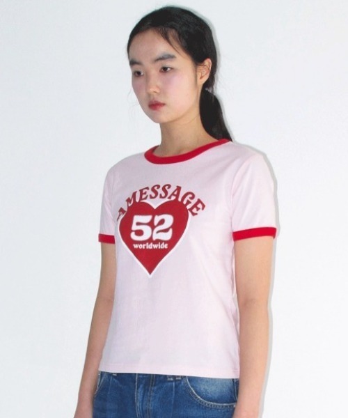 AMESWORLDWIDE(アメスワールドワイド)の「A'GEM/9 × .kom 『AMESWORLDWIDE/アメスワールドワイド』52 HEART RINGER CROP TEE/52ハートリンガークロップ Tシャツ(Tシャツ/カットソー・レディース・ピンク/グレー/ブルー・FREE)」の15枚目の写真