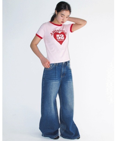 AMESWORLDWIDE(アメスワールドワイド)の「A'GEM/9 × .kom 『AMESWORLDWIDE/アメスワールドワイド』52 HEART RINGER CROP TEE/52ハートリンガークロップ Tシャツ(Tシャツ/カットソー・レディース・ピンク/グレー/ブルー・FREE)」の17枚目の写真