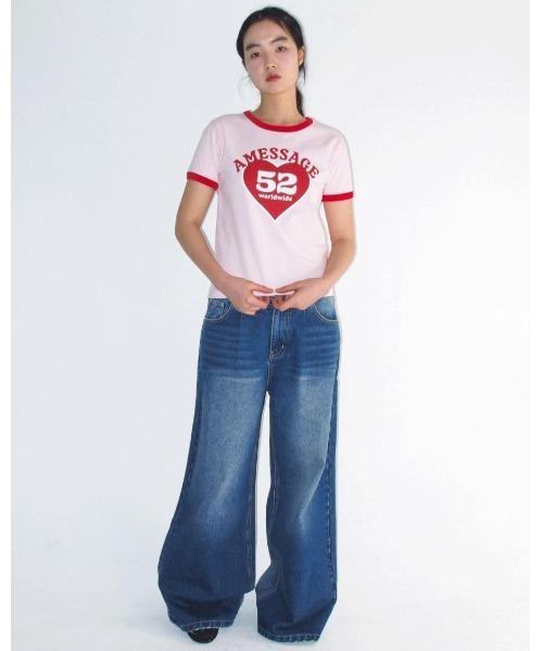 AMESWORLDWIDE(アメスワールドワイド)の「A'GEM/9 × .kom 『AMESWORLDWIDE/アメスワールドワイド』52 HEART RINGER CROP TEE/52ハートリンガークロップ Tシャツ(Tシャツ/カットソー・レディース・ピンク/グレー/ブルー・FREE)」の16枚目の写真