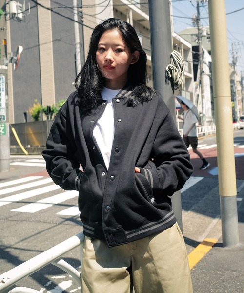 PRO CLUB （プロクラブ）の「【PROCLUB/プロクラブ】【裏起毛素材で保湿性抜群◎】VARSITY BASEBALL FLEECE JACKET ヘビーウェイトスウェットベースボールフリースジャケット PCB124（スタジャン・メンズ・ブラック/スミクロ/ネイビー・LARGE/MEDIUM/X-LARGE）」の9枚目の写真