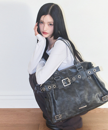 ILLIGO（イリゴ）の「ベルト付きスクエアトートバッグチャコール（トートバッグ）」