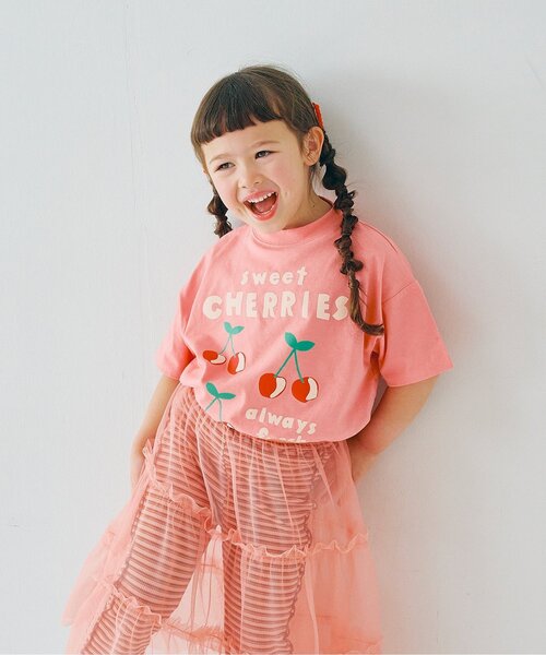 p.premier（ピードットプルミエ）の「バリエーショングラフィックTシャツ（Tシャツ/カットソー・キッズ・クリーム/オフホワイト/ターコイズブルー/ベージュ/マスタード/イエロー/ブラウン/グリーン/レッド/サーモンピンク・80/90/100/110/120/130/140）」の9枚目の写真