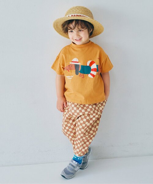 p.premier（ピードットプルミエ）の「バリエーショングラフィックTシャツ（Tシャツ/カットソー・キッズ・クリーム/オフホワイト/ターコイズブルー/ベージュ/マスタード/イエロー/ブラウン/グリーン/レッド/サーモンピンク・80/90/100/110/120/130/140）」の11枚目の写真