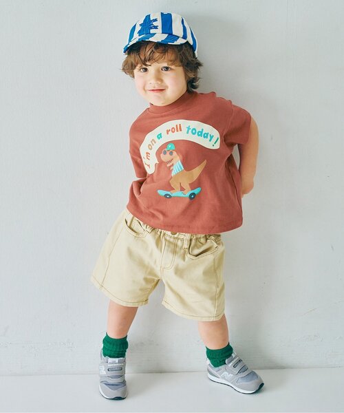 p.premier（ピードットプルミエ）の「バリエーショングラフィックTシャツ（Tシャツ/カットソー・キッズ・クリーム/オフホワイト/ターコイズブルー/ベージュ/マスタード/イエロー/ブラウン/グリーン/レッド/サーモンピンク・80/90/100/110/120/130/140）」の13枚目の写真