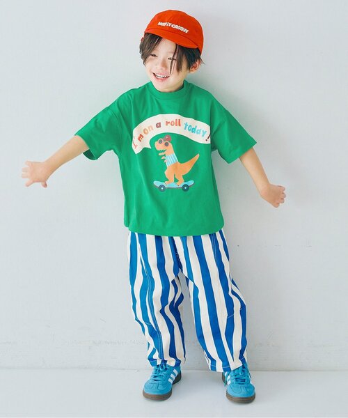 p.premier（ピードットプルミエ）の「バリエーショングラフィックTシャツ（Tシャツ/カットソー・キッズ・クリーム/オフホワイト/ターコイズブルー/ベージュ/マスタード/イエロー/ブラウン/グリーン/レッド/サーモンピンク・80/90/100/110/120/130/140）」の16枚目の写真