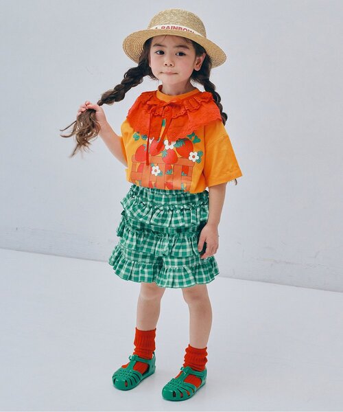 p.premier（ピードットプルミエ）の「バリエーショングラフィックTシャツ（Tシャツ/カットソー・キッズ・クリーム/オフホワイト/ターコイズブルー/ベージュ/マスタード/イエロー/ブラウン/グリーン/レッド/サーモンピンク・80/90/100/110/120/130/140）」の18枚目の写真