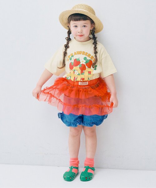 p.premier（ピードットプルミエ）の「バリエーショングラフィックTシャツ（Tシャツ/カットソー・キッズ・クリーム/オフホワイト/ターコイズブルー/ベージュ/マスタード/イエロー/ブラウン/グリーン/レッド/サーモンピンク・80/90/100/110/120/130/140）」の20枚目の写真