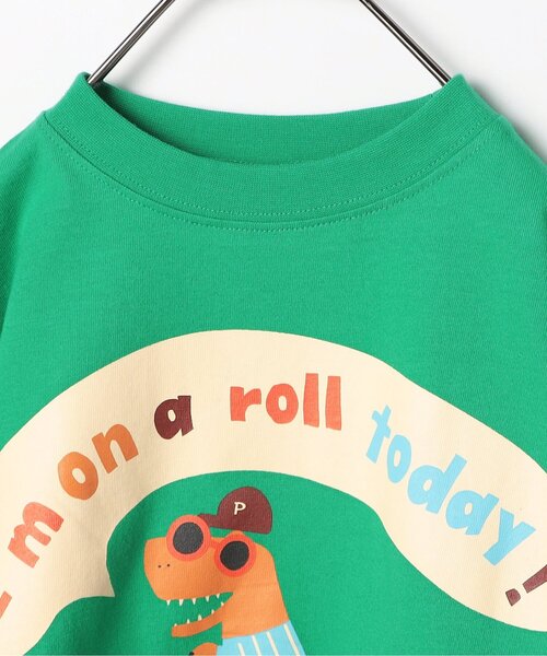p.premier（ピードットプルミエ）の「バリエーショングラフィック半袖Tシャツ（Tシャツ/カットソー・キッズ・クリーム/オフホワイト/ターコイズブルー/ベージュ/マスタード/イエロー/ブラウン/グリーン/レッド/サーモンピンク・80/90/100/110/120/130/140）」の19枚目の写真