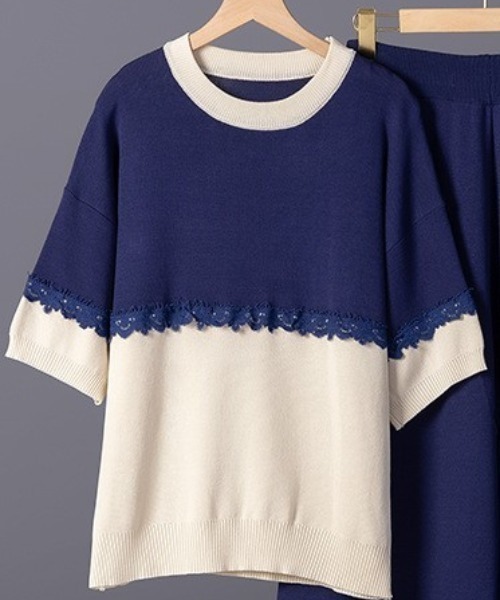a lot of love(ア ロット オブ ラブ)の「パネルデザインTシャツ セットアップ(その他トップス・レディース・ネイビー/ベージュ/ブラック/グレー・FREE)」の16枚目の写真