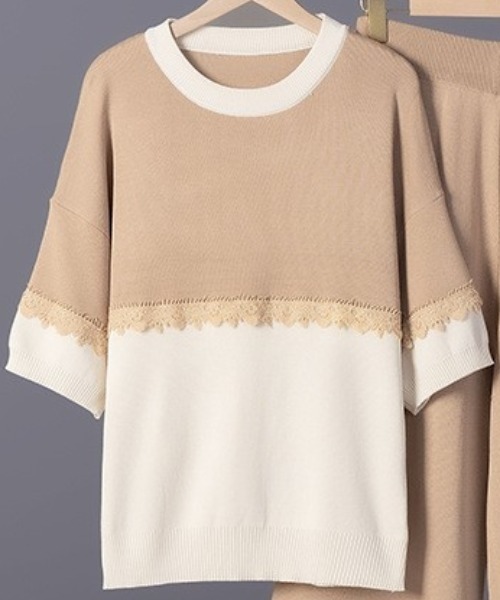 a lot of love(ア ロット オブ ラブ)の「パネルデザインTシャツ セットアップ(その他トップス・レディース・ネイビー/ベージュ/ブラック/グレー・FREE)」の13枚目の写真