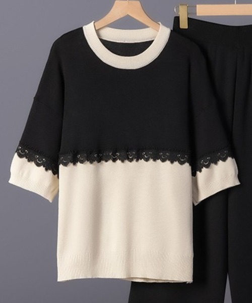 a lot of love(ア ロット オブ ラブ)の「パネルデザインTシャツ セットアップ(その他トップス・レディース・ネイビー/ベージュ/ブラック/グレー・FREE)」の8枚目の写真