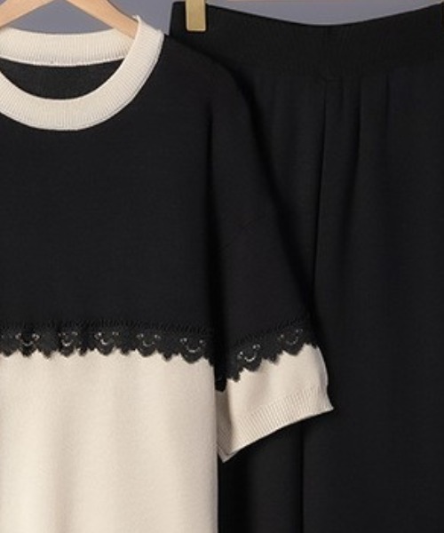 a lot of love(ア ロット オブ ラブ)の「パネルデザインTシャツ セットアップ(その他トップス・レディース・ネイビー/ベージュ/ブラック/グレー・FREE)」の9枚目の写真