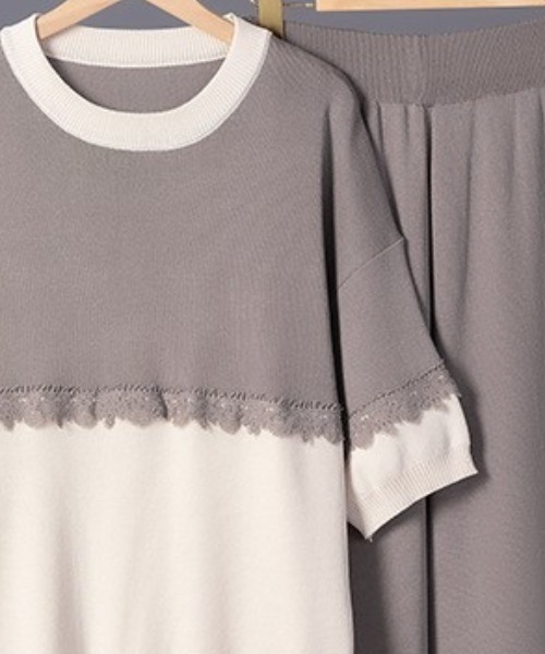 a lot of love(ア ロット オブ ラブ)の「パネルデザインTシャツ セットアップ(その他トップス・レディース・ネイビー/ベージュ/ブラック/グレー・FREE)」の11枚目の写真